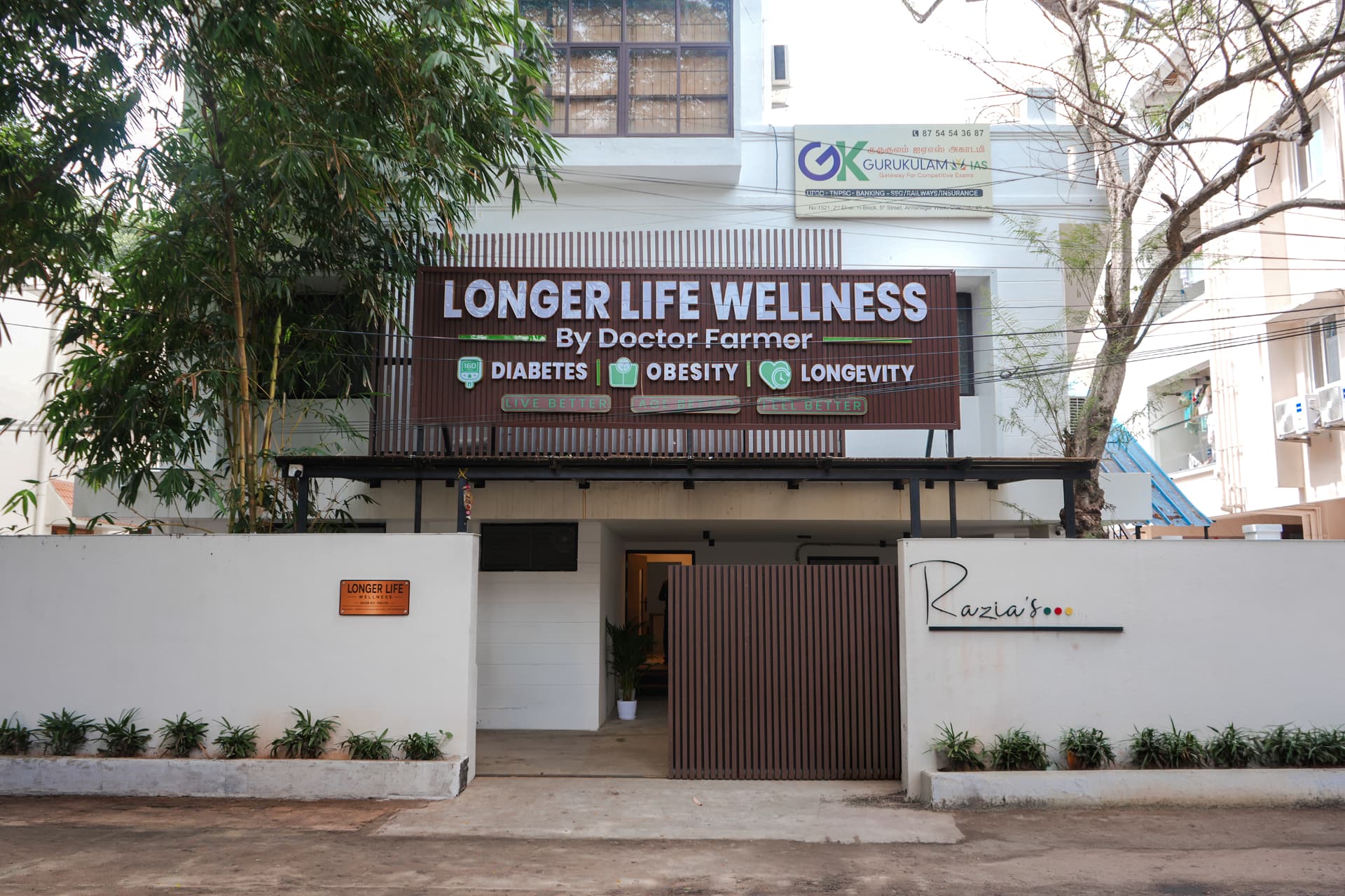 Longer Life Wellness centre entrance in Anna Nagar, Chennai